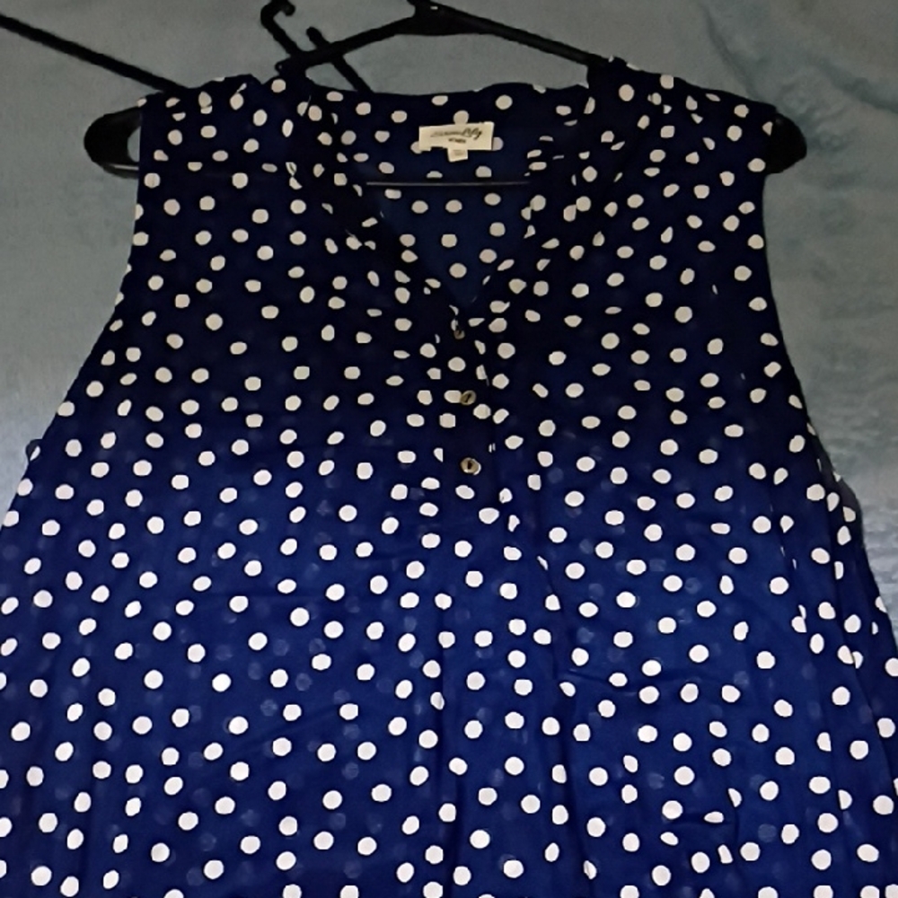 Old Navy Blue Polka Dot Blouse